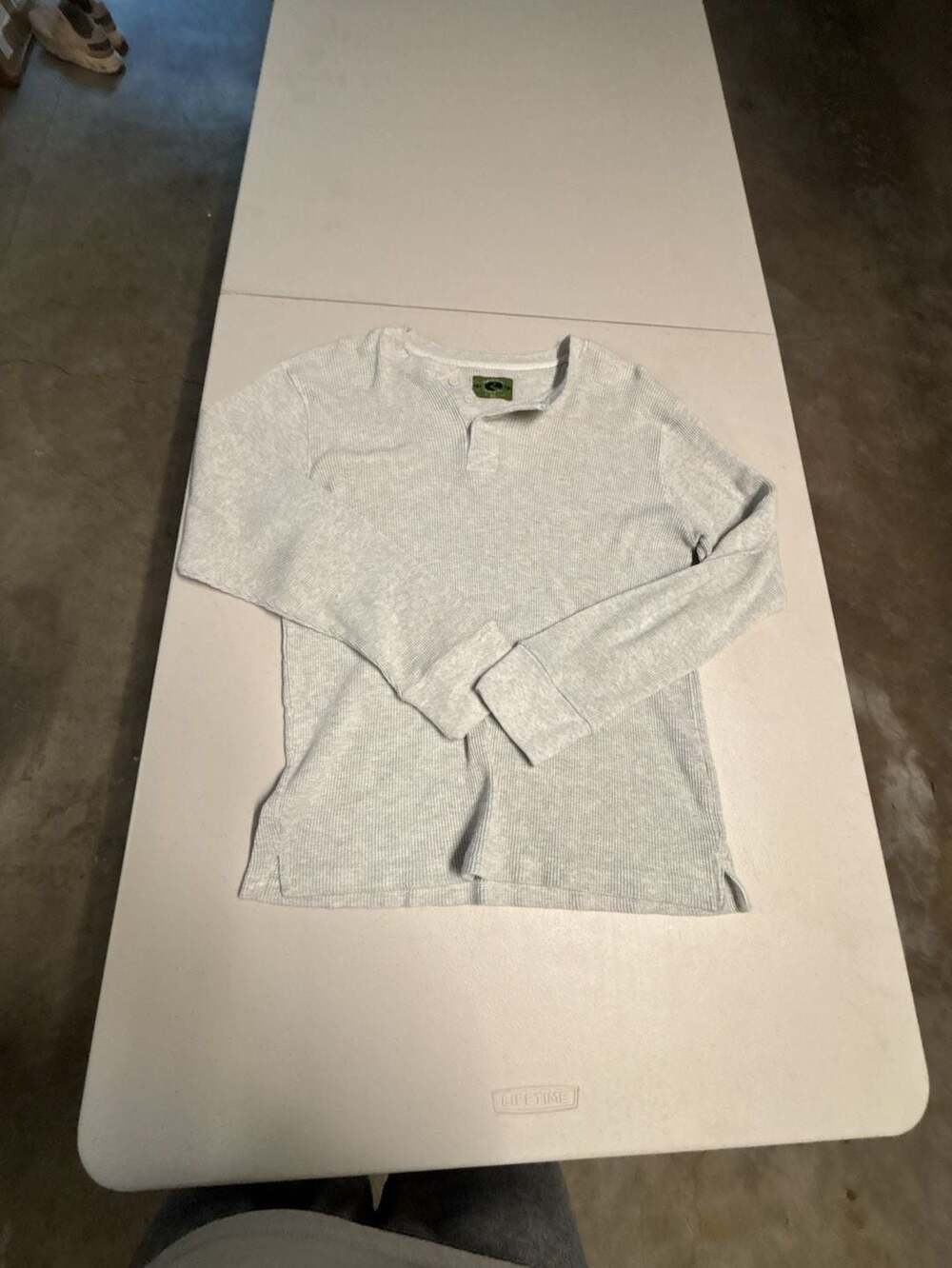 Narrow River Trading Co. Men's Gray Waffle Knit Henley Long Sleeve Shirt XL
